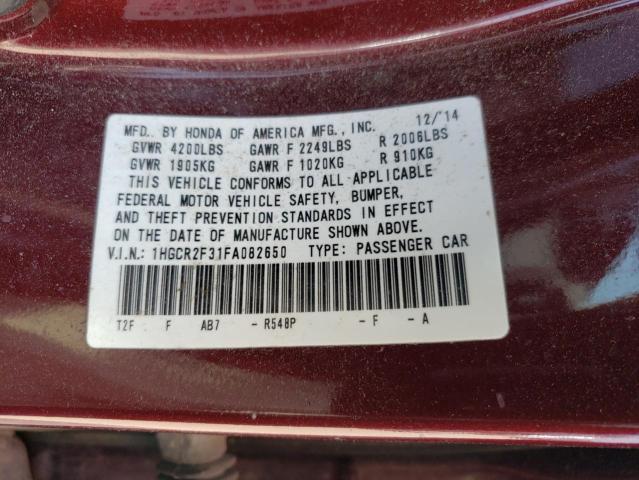 Photo 11 VIN: 1HGCR2F31FA082650 - HONDA ACCORD LX 