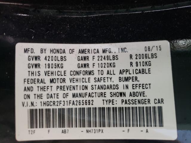 Photo 9 VIN: 1HGCR2F31FA265692 - HONDA ACCORD LX 