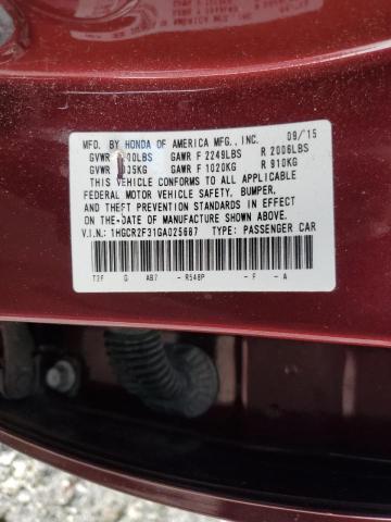 Photo 11 VIN: 1HGCR2F31GA025687 - HONDA ACCORD LX 