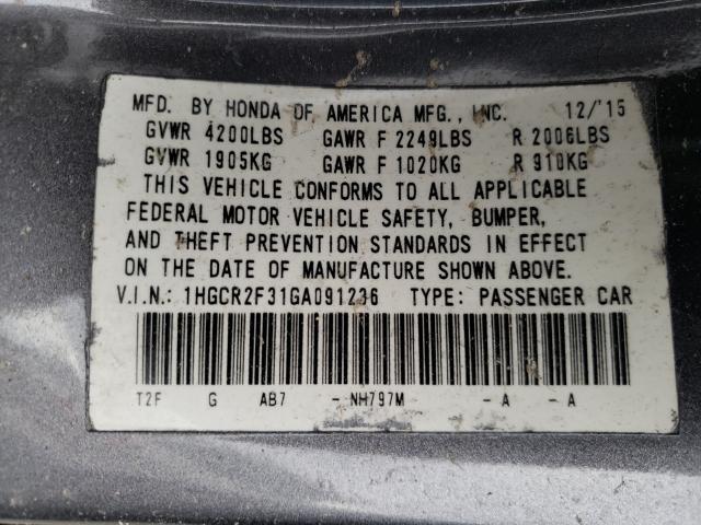 Photo 9 VIN: 1HGCR2F31GA091236 - HONDA ACCORD LX 