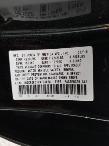 Photo 9 VIN: 1HGCR2F31GA104678 - HONDA ACCORD LX 