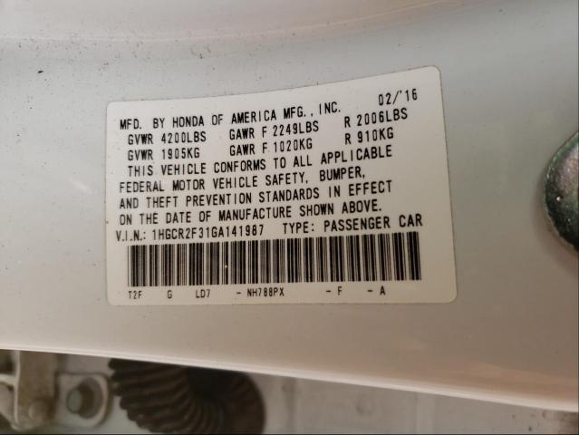 Photo 9 VIN: 1HGCR2F31GA141987 - HONDA ACCORD LX 