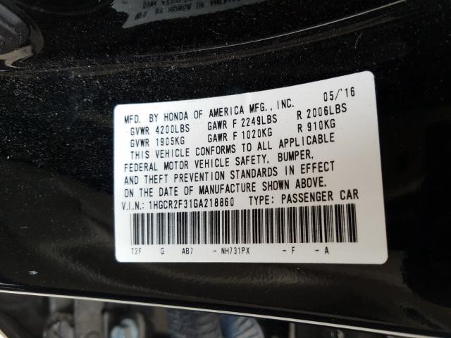 Photo 9 VIN: 1HGCR2F31GA218860 - HONDA ACCORD LX 