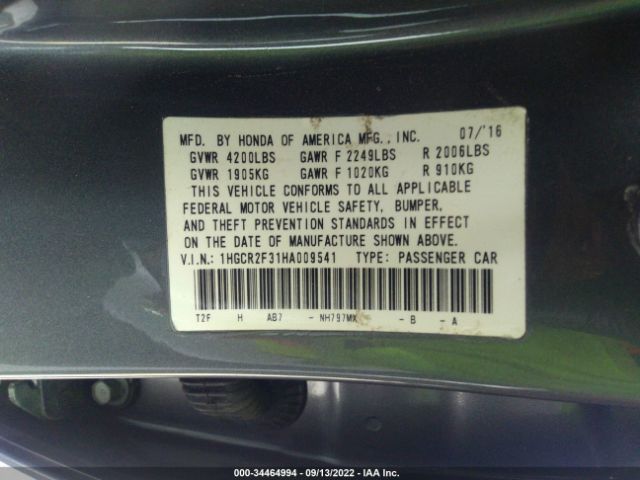 Photo 8 VIN: 1HGCR2F31HA009541 - HONDA ACCORD SEDAN 