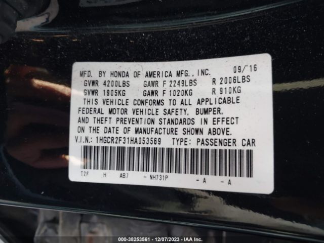 Photo 8 VIN: 1HGCR2F31HA053569 - HONDA ACCORD 