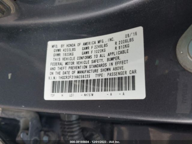 Photo 8 VIN: 1HGCR2F31HA056035 - HONDA ACCORD 