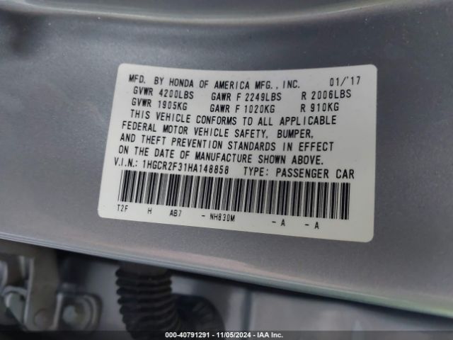 Photo 8 VIN: 1HGCR2F31HA148858 - HONDA ACCORD 