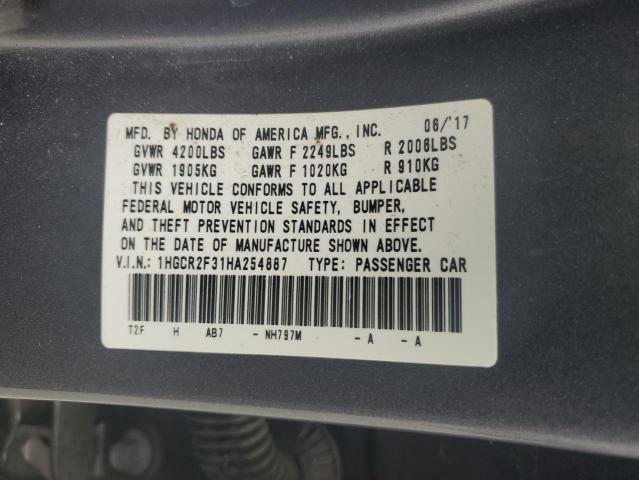 Photo 11 VIN: 1HGCR2F31HA254887 - HONDA ACCORD LX 