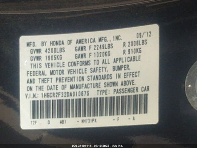 Photo 8 VIN: 1HGCR2F32DA010675 - HONDA ACCORD SDN 