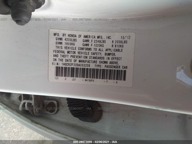 Photo 8 VIN: 1HGCR2F32DA050206 - HONDA ACCORD SDN 