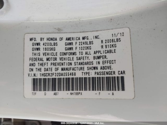 Photo 8 VIN: 1HGCR2F32DA055468 - HONDA ACCORD 