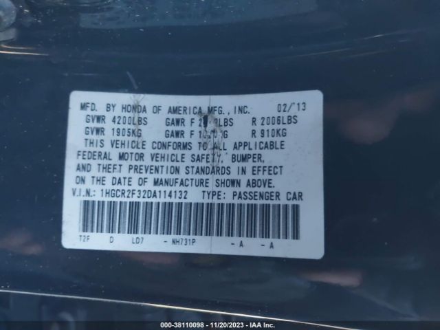 Photo 8 VIN: 1HGCR2F32DA114132 - HONDA ACCORD 