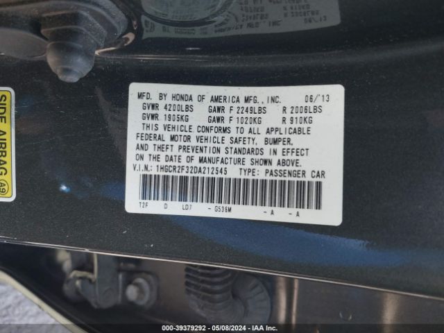 Photo 8 VIN: 1HGCR2F32DA212545 - HONDA ACCORD 