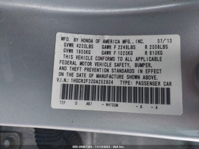 Photo 8 VIN: 1HGCR2F32DA252804 - HONDA ACCORD 