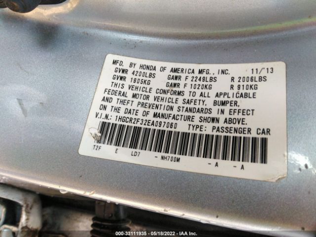 Photo 8 VIN: 1HGCR2F32EA097060 - HONDA ACCORD SEDAN 