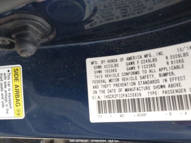 Photo 8 VIN: 1HGCR2F32FA039838 - HONDA ACCORD 