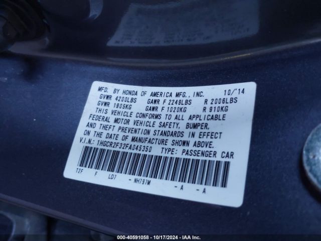 Photo 8 VIN: 1HGCR2F32FA045350 - HONDA ACCORD 