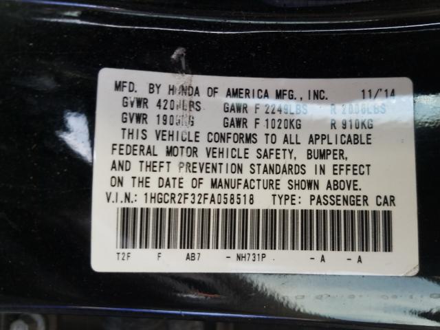 Photo 9 VIN: 1HGCR2F32FA058518 - HONDA ACCORD LX 