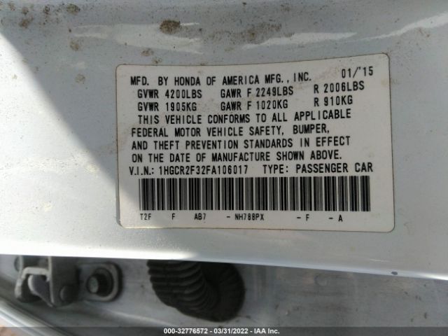 Photo 8 VIN: 1HGCR2F32FA106017 - HONDA ACCORD SEDAN 