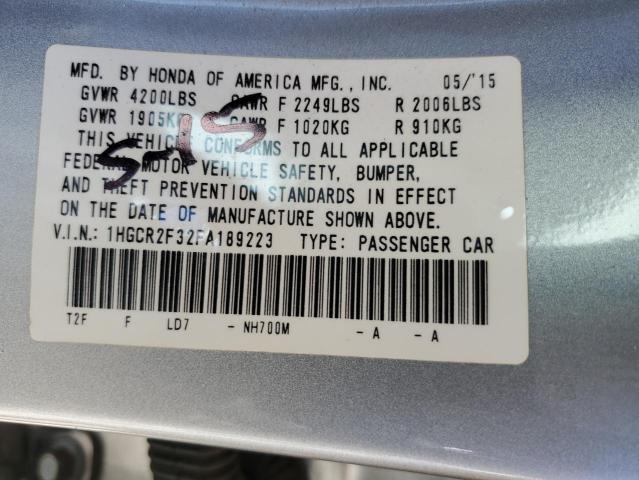 Photo 12 VIN: 1HGCR2F32FA189223 - HONDA ACCORD LX 