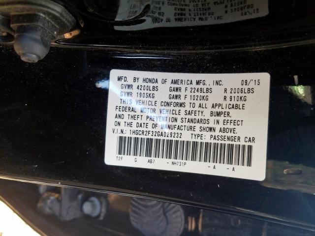 Photo 9 VIN: 1HGCR2F32GA029232 - HONDA ACCORD 