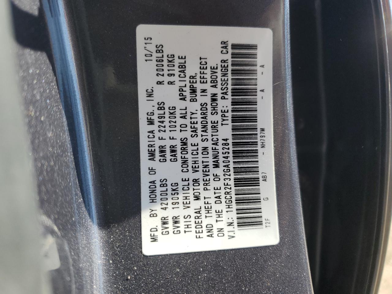 Photo 11 VIN: 1HGCR2F32GA045284 - HONDA ACCORD 