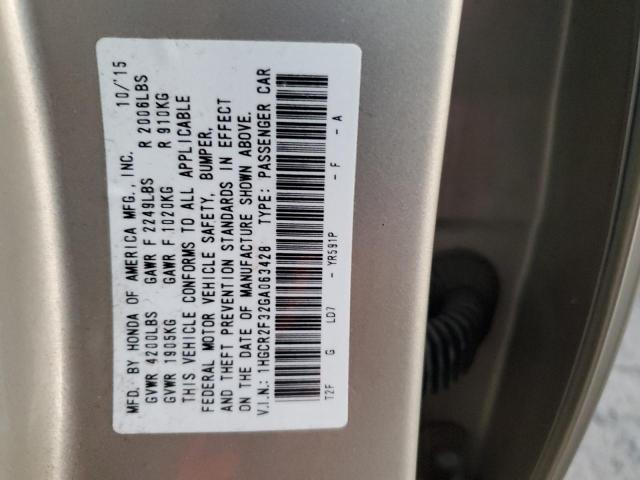 Photo 11 VIN: 1HGCR2F32GA063428 - HONDA ACCORD LX 