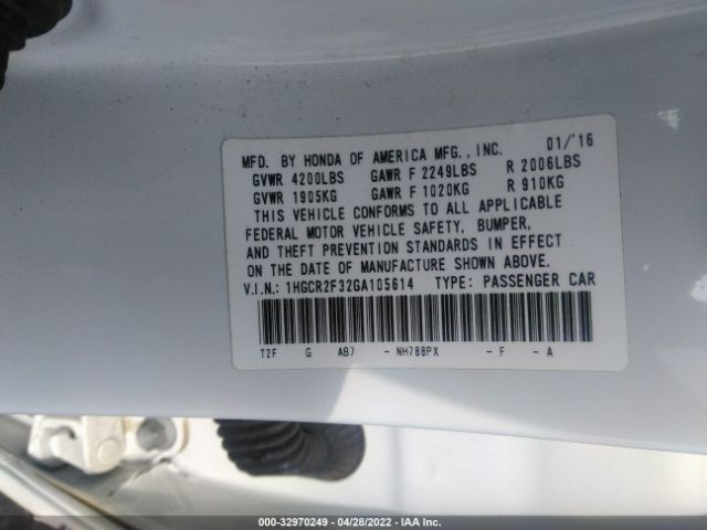 Photo 8 VIN: 1HGCR2F32GA105614 - HONDA ACCORD SEDAN 