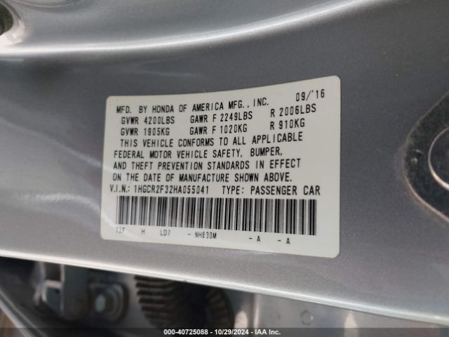 Photo 8 VIN: 1HGCR2F32HA055041 - HONDA ACCORD 