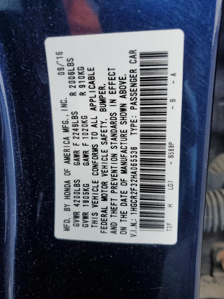 Photo 11 VIN: 1HGCR2F32HA065536 - HONDA ACCORD 