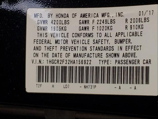 Photo 9 VIN: 1HGCR2F32HA156922 - HONDA ACCORD LX 