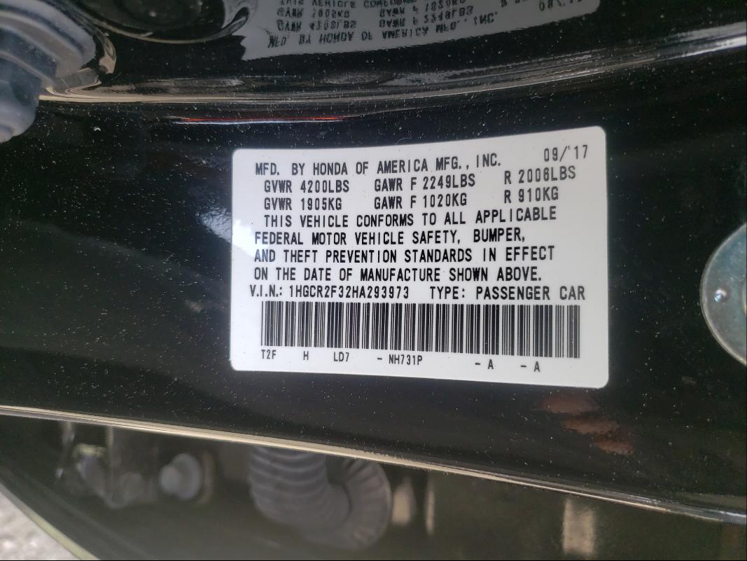 Photo 9 VIN: 1HGCR2F32HA293973 - HONDA ACCORD LX 