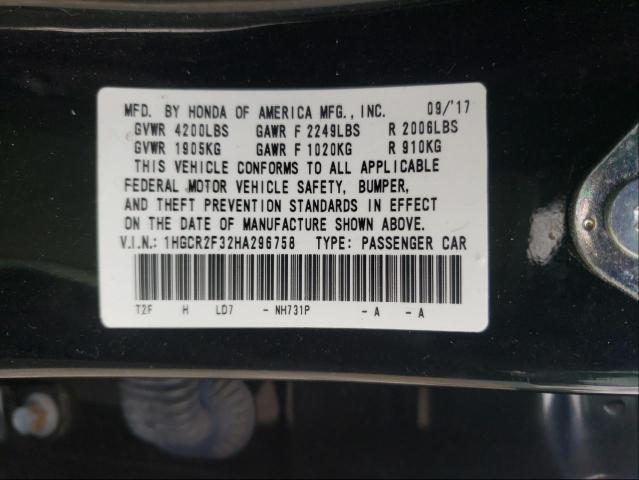 Photo 9 VIN: 1HGCR2F32HA296758 - HONDA ACCORD LX 