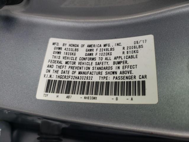 Photo 11 VIN: 1HGCR2F32HA302932 - HONDA ACCORD LX 