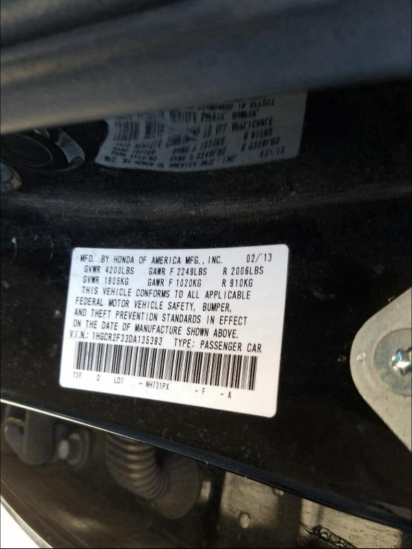 Photo 9 VIN: 1HGCR2F33DA135393 - HONDA ACCORD LX 