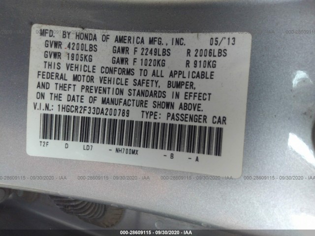 Photo 8 VIN: 1HGCR2F33DA200789 - HONDA ACCORD SDN 