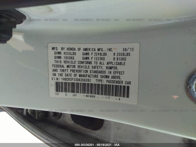 Photo 8 VIN: 1HGCR2F33DA268090 - HONDA ACCORD SDN 