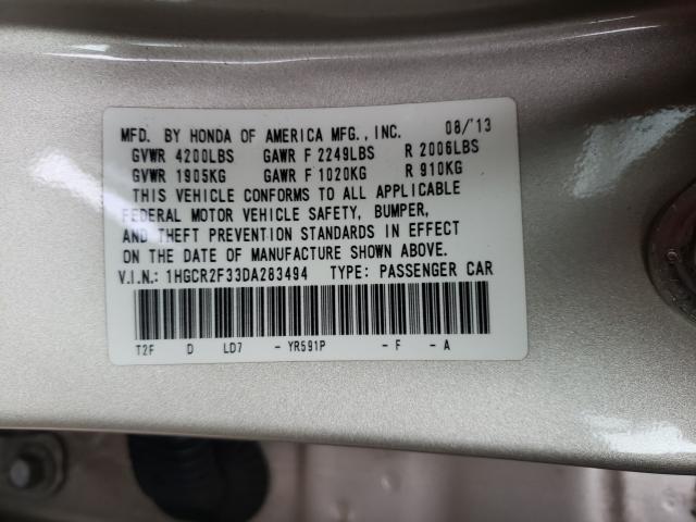 Photo 9 VIN: 1HGCR2F33DA283494 - HONDA ACCORD LX 