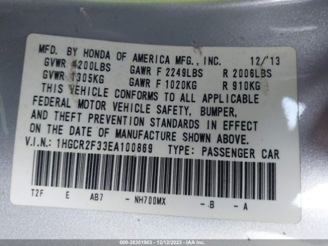 Photo 8 VIN: 1HGCR2F33EA100869 - HONDA ACCORD 