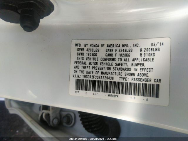 Photo 8 VIN: 1HGCR2F33EA229436 - HONDA ACCORD SEDAN 