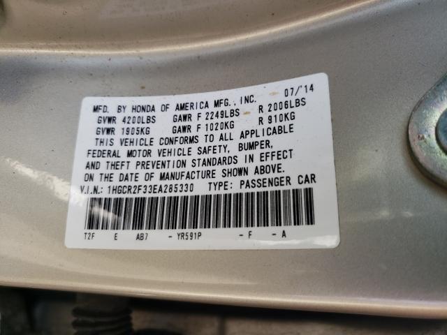 Photo 9 VIN: 1HGCR2F33EA285330 - HONDA ACCORD LX 