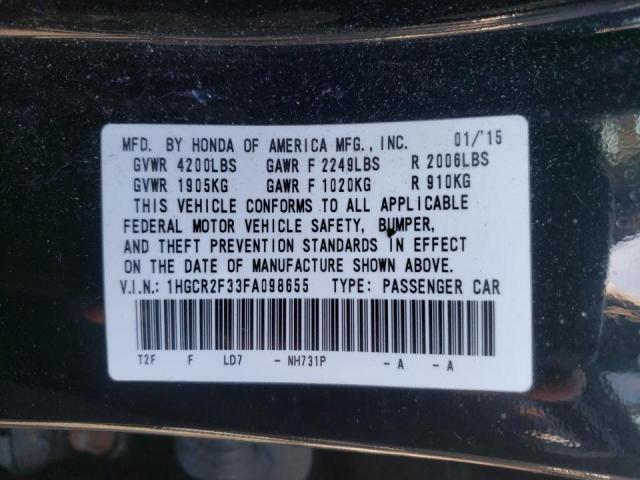 Photo 9 VIN: 1HGCR2F33FA098655 - HONDA ACCORD LX 