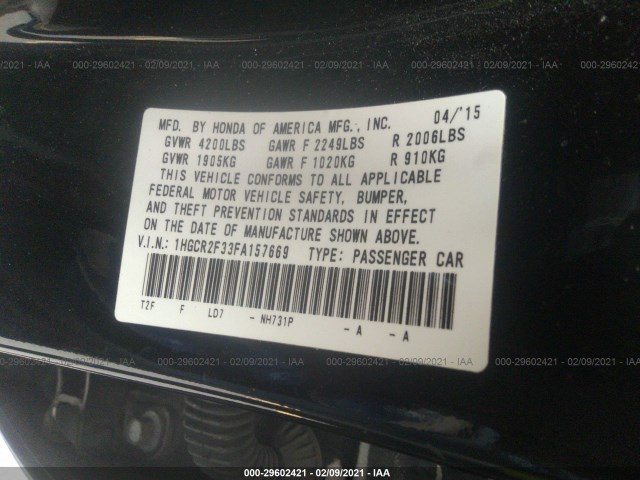 Photo 8 VIN: 1HGCR2F33FA157669 - HONDA ACCORD LX 