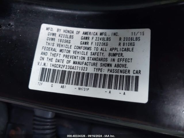 Photo 8 VIN: 1HGCR2F33GA071523 - HONDA ACCORD 