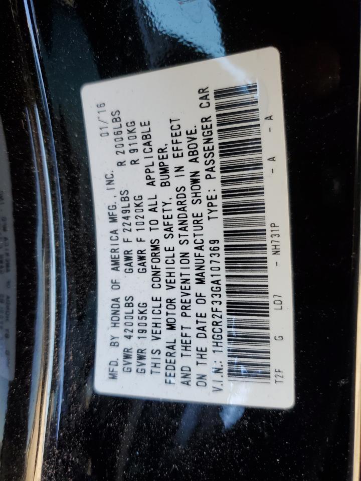 Photo 11 VIN: 1HGCR2F33GA107369 - HONDA ACCORD 