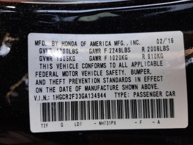 Photo 9 VIN: 1HGCR2F33GA134944 - HONDA ACCORD LX 