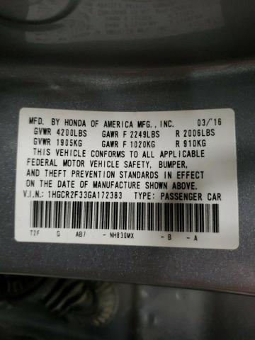 Photo 12 VIN: 1HGCR2F33GA172383 - HONDA ACCORD 