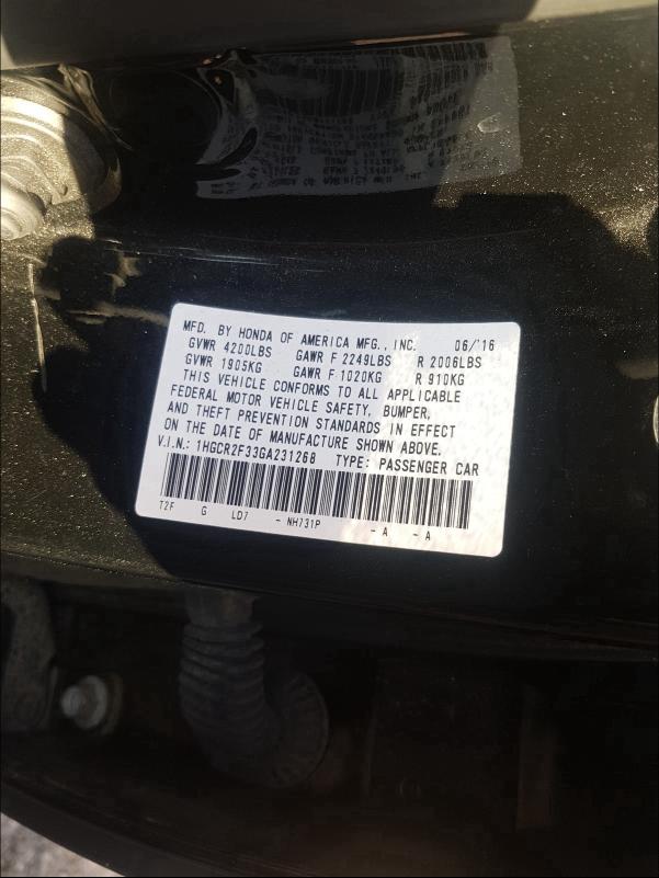 Photo 9 VIN: 1HGCR2F33GA231268 - HONDA ACCORD LX 