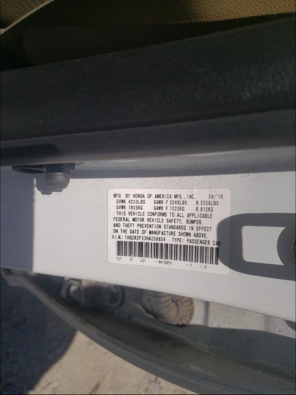 Photo 9 VIN: 1HGCR2F33HA058854 - HONDA ACCORD LX 