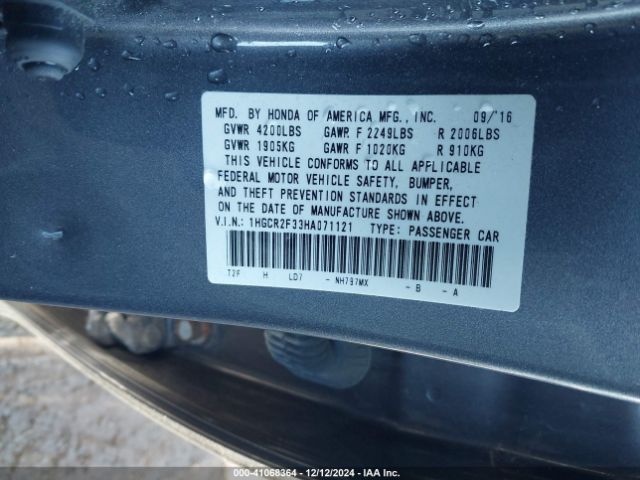 Photo 8 VIN: 1HGCR2F33HA071121 - HONDA ACCORD 